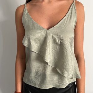 Abound green ruffle tank top